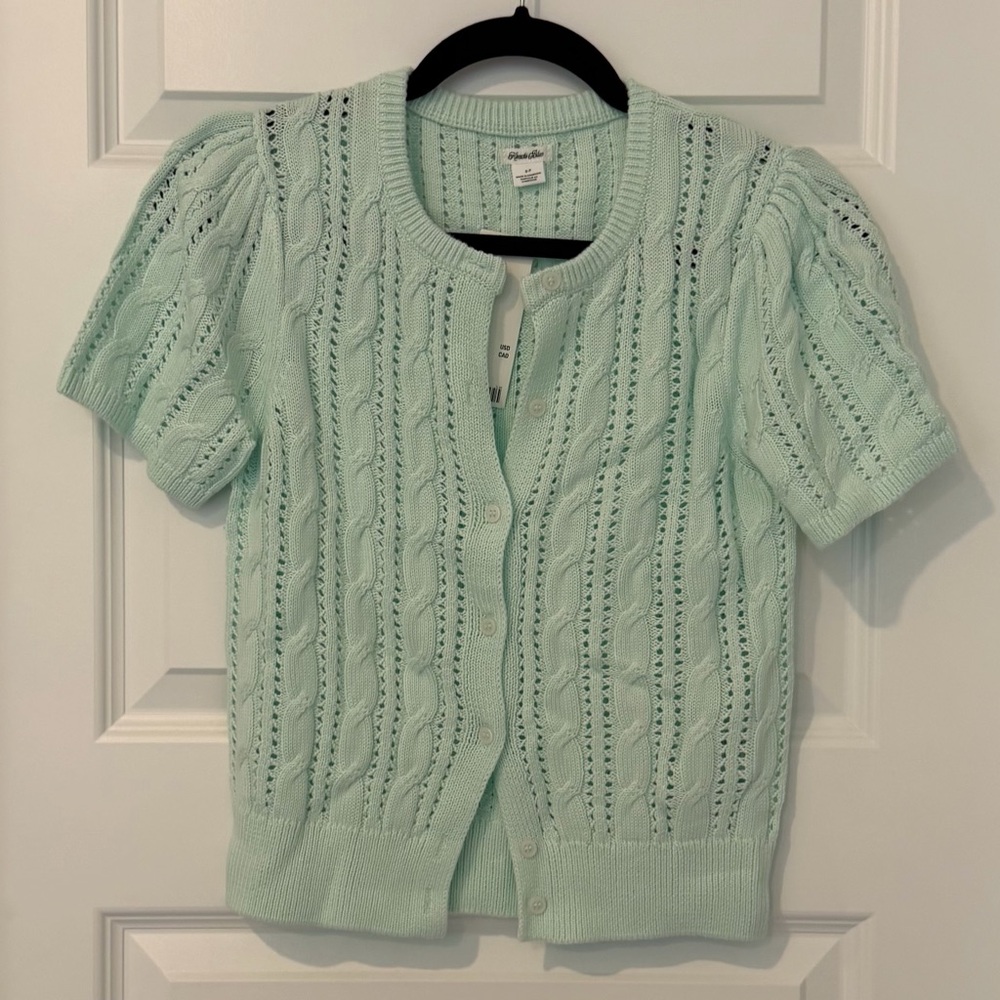NWT Kimchi Blue by UO Light Green Cable Knit Cardigan